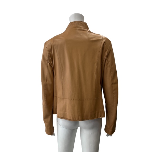 $1550 Remy Brown Camel Leather Short Moto Jacket size Medium - Picture 7 of 15